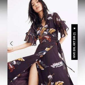 Vervain Ruffle-Sleeve Wrap Dress in Blooming Oasis